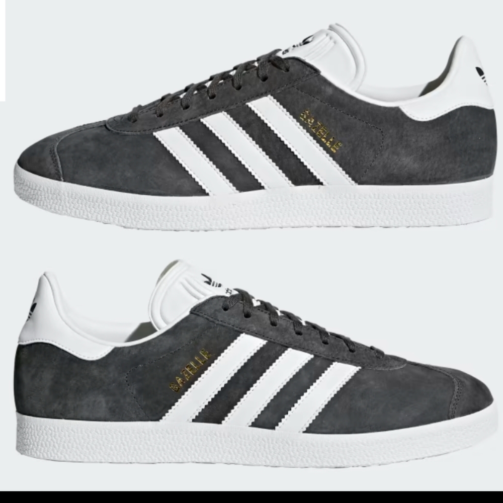 Adidas Gazelle Athletic Shoes In Grey/White/Gold metallic